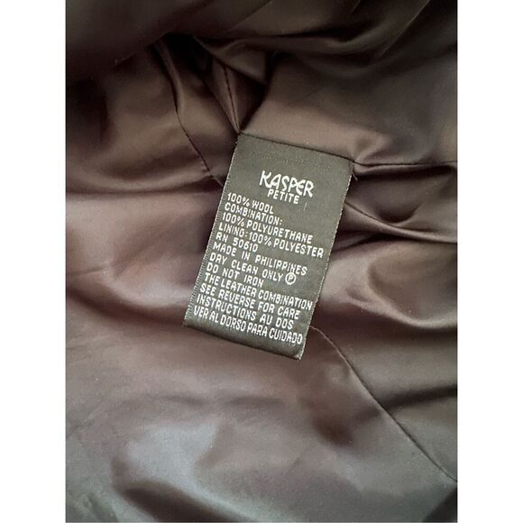 Vintage Kasper APL Houndstooth Black & White Wool 2 Piece Blazer Skirt Set | 10P - Picture 9 of 12